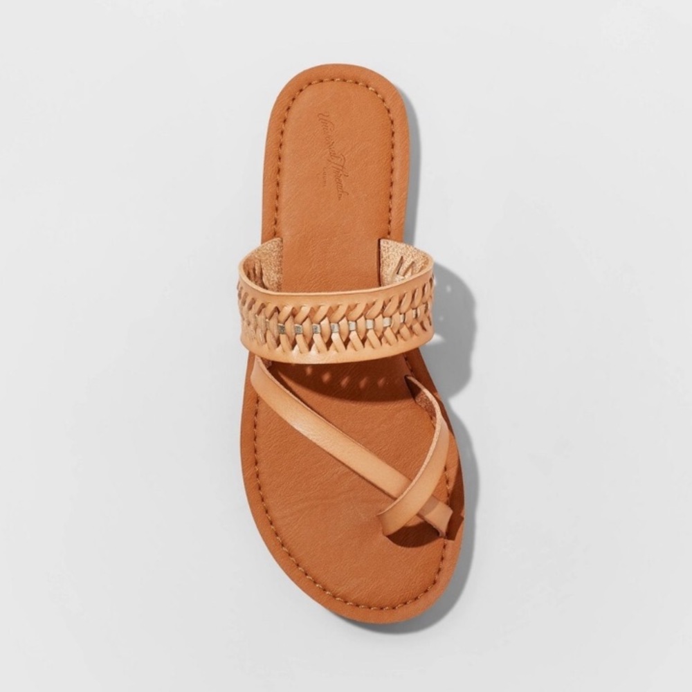 Tan Universal Thread Woven Toe Ring Sandals, NWT - Picture 3 of 3